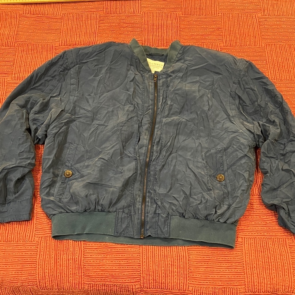 Vintage 80’s silk Men's Blue Lightweight Bomber Jacket